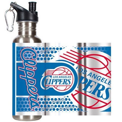 NBA Los Angeles Clippers Steel Water Bottle with Metallic Graphics, 26 oz., Silver