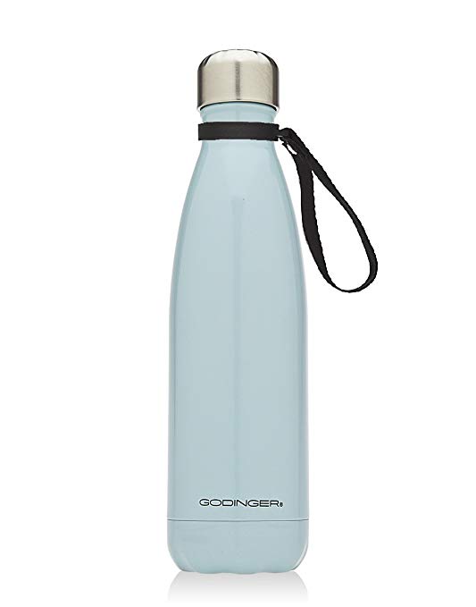 Godinger 17 Oz. Vacuum-insulated Aqua Blue Hot/cold Beverage Bottle Drink Water Thermos With Carrying Loop Handle