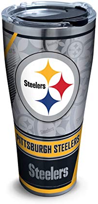 Tervis 1266677 NFL Pittsburgh Steelers Edge Stainless Steel Tumbler with Clear and Black Hammer Lid 30oz, Silver