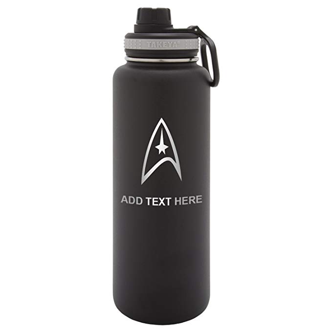Army Force Gear Personalized Engraved Takeya Star Trek Federation Engraved Laser Engraving Thermoflask Leak Proof Insulated Stainless Steel Workout Sports Water Bottle Tumbler
