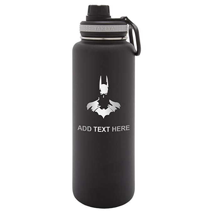 Army Force Gear Personalized Engraved Takeya Batman Face Silohuette Laser Engraving Thermoflask Leak Proof Insulated Stainless Steel Workout Sports Water Bottle Tumbler