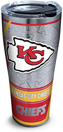 Tervis 1266655 NFL Kansas City Chiefs Edge Stainless Steel Tumbler with Clear and Black Hammer Lid 30oz, Silver