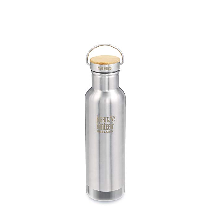 Klean Kanteen Reflect Double Wall Vacuum Insulated Stainless Steel Plastic Free Water Bottle with Stainless Steel and Bamboo Cap