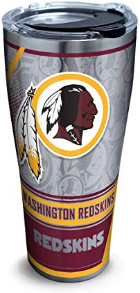Tervis 1266692 NFL Washington Redskins Edge Stainless Steel Tumbler with Clear and Black Hammer Lid 30oz, Silver