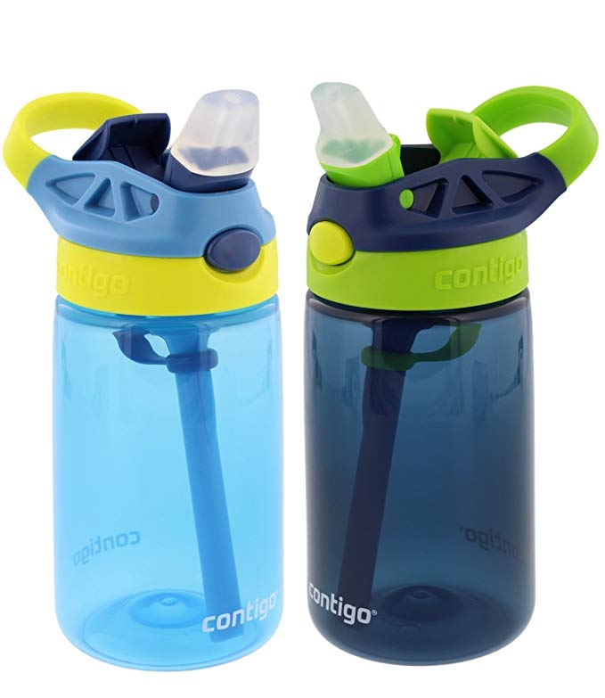 Contigo Kids Autospout Gizmo Water Bottles, 14oz (Nautical Blue/Navy Blue) - 2 Pack