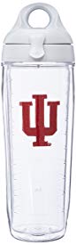 Tervis 1074972 Indiana University Emblem Individual Water Bottle with Gray Lid, 24 oz, Clear
