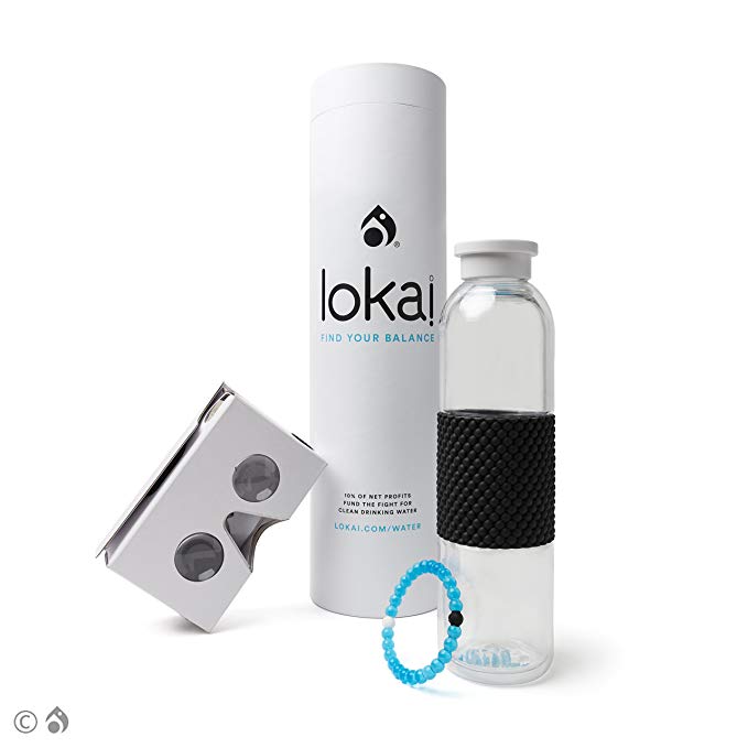 Lokai Water Pack - Sleek, Sustainable Water Bottle, 19 oz, BPA free, Tritan safe plastic, with Blue and VR Headset