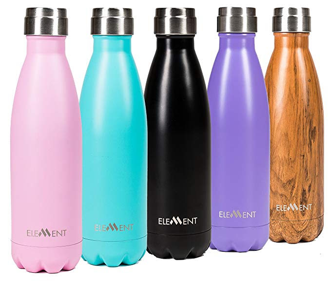 Element Stainless Steel Water Bottle Double Wall Vacuum Insulated 17 oz with Bonus Gift Box