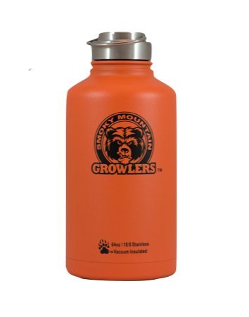 Smoky Mountain Growlers Stainless Steel Water Bottle Growler All-in-One 64 ounce (Orange)