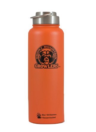 Smoky Mountain Growlers Stainless Steel Water Bottle Growler All-in-One 40 ounce (Orange)