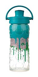 Lifefactory BPA-Free Glass Water Bottle with Active Flip Cap & Silicone Sleeve, 16 oz, Ultramarine Splash by Lifefactory