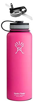 Hydro Flask Insulated Stainless Steel Water Bottle, Wide Mouth, 40-Ounce,40-Ounce,Pinkadelic Pink with Straw Lid
