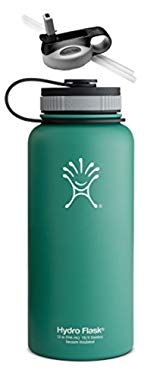 Hydro Flask Insulated Wide Mouth Stainless Steel 32-Ounce Water Bottle,32 oz,Green Zen w/Straw Lid