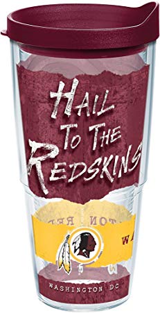 Tervis 1227663 NFL Washington Redskins NFL Statement Tumbler with Wrap and Maroon Lid 24oz, Clear
