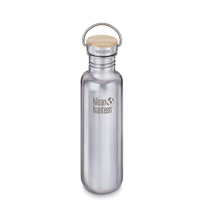 Klean Kanteen Reflect Single Wall Stainless Steel Plastic Free Water Bottle with Stainless Steel and Bamboo Cap