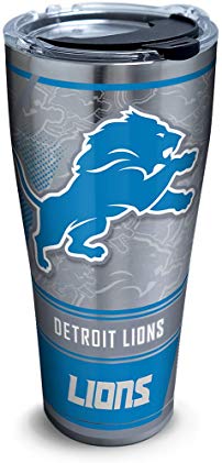 Tervis 1266043 NFL Detroit Lions Edge Stainless Steel Tumbler with Clear and Black Hammer Lid 30oz, Silver
