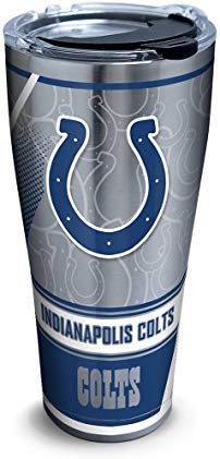 Tervis 1266047 NFL Indianapolis Colts Edge Stainless Steel Tumbler with Clear and Black Hammer Lid 30oz, Silver