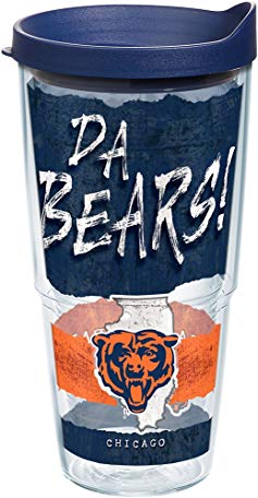 Tervis 1227747 NFL Chicago Bears NFL Statement Tumbler with Wrap and Navy Lid 24oz, Clear