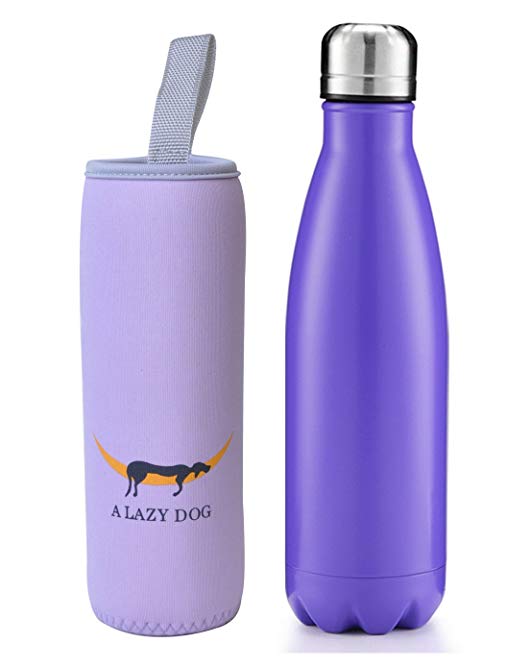 A LAZY DOG Vacuum Insulated Water Bottle 17 Oz Double Walled Stainless Steel Cola Shape Water Bottle Outdoor Sports