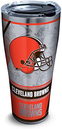 Tervis 1266041 NFL Cleveland Browns Edge Stainless Steel Tumbler with Clear and Black Hammer Lid 30oz, Silver
