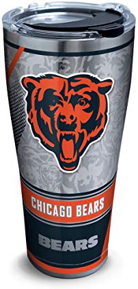 Tervis 1266032 NFL Chicago Bears Edge Stainless Steel Tumbler with Clear and Black Hammer Lid 30oz, Silver