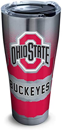 Tervis 1266053 Ohio State Buckeyes Knockout Stainless Steel Tumbler with Clear and Black Hammer Lid 30oz, Silver