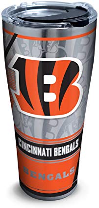Tervis 1266034 NFL Cincinnati Bengals Edge Stainless Steel Tumbler with Clear and Black Hammer Lid 30oz, Silver