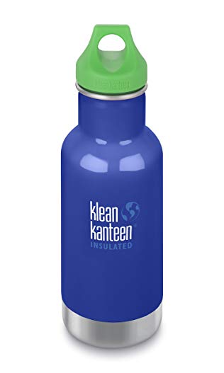 Klean Kanteen 12oz Kid Kanteen Classic Stainless Steel Water Bottle with Klean Coat, Double Wall Vacuum Insulated and Leak Proof Loop Cap (NEW 2018)