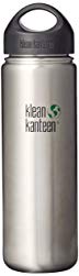 Klean Kanteen Wide Mouth Single Wall Stainless Steel Water Bottle with Leak Proof Stainless Steel Interior Cap