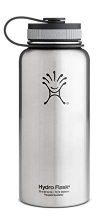 Hydro Flask Insulated Wide Mouth Stainless Steel Water Bottle, Stainless, 32-Ounce