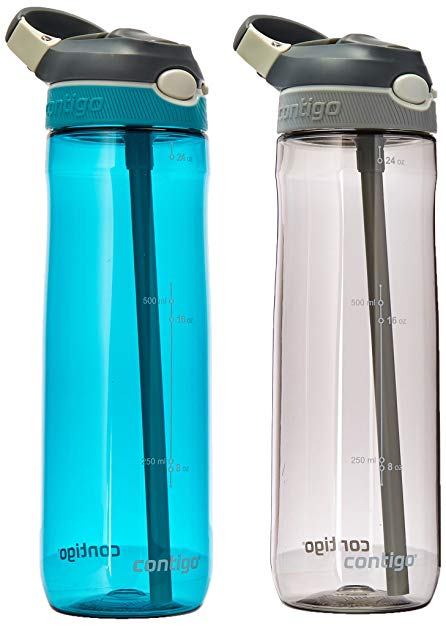 Contigo AUTOSPOUT Straw Ashland Water Bottles, 24 oz, Scuba and Smoke, 2-Pack