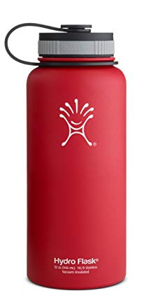 Hydro Flask Insulated Wide Mouth Stainless Steel Water Bottle, Lychee Red, 32-Ounce
