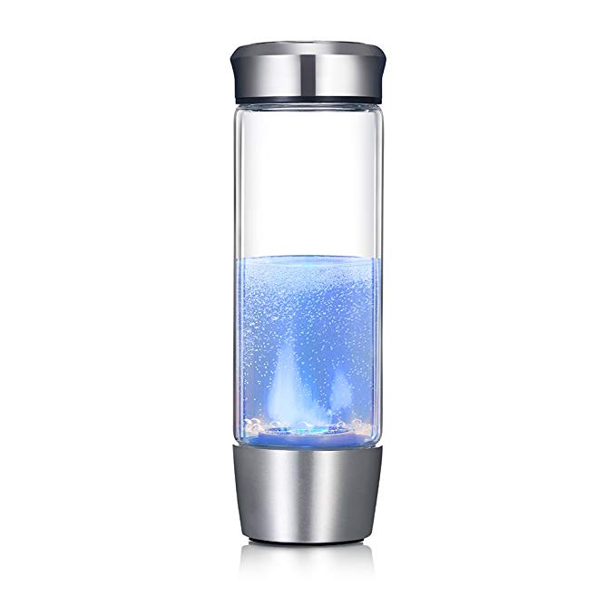 XIAOMAOTU 4th Generation 550ml Hydrogen Ionizer Water Bottle USB Rechargeable Borosilicate Glass Bottle BPA-Free