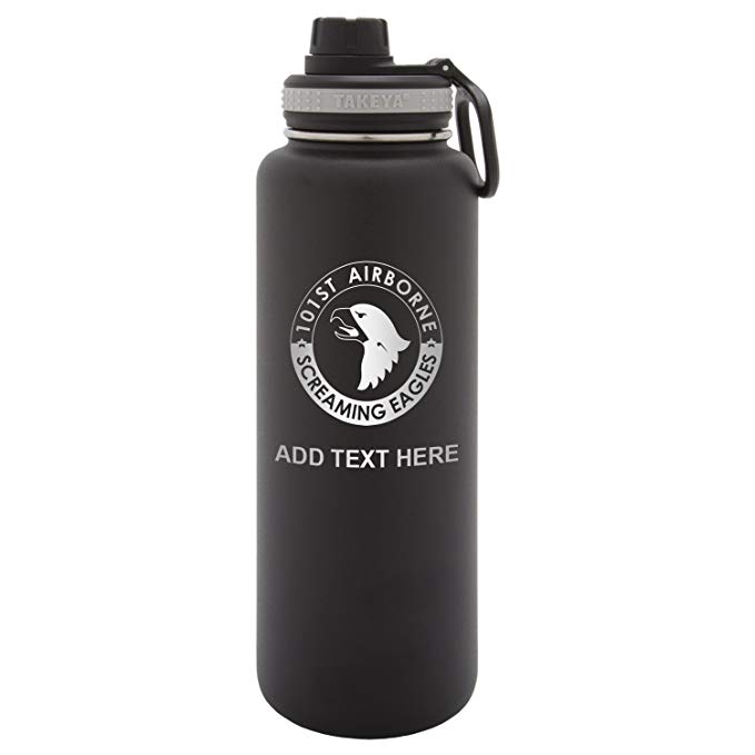 Personalized Engraved Takeya 101st Airborne Screaming Eagles Thermoflask Stainless Steel Sports Water Bottle Tumbler