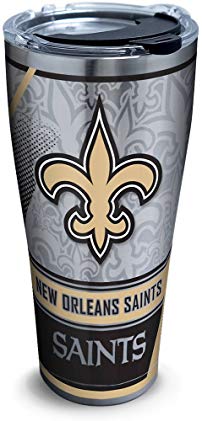 Tervis 1266667 NFL New Orleans Saints Edge Stainless Steel Tumbler with Clear and Black Hammer Lid 30oz, Silver