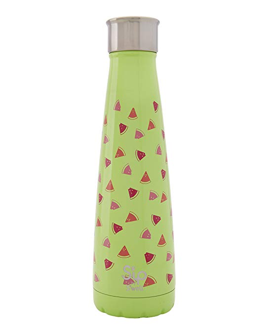 S’ip by S’well Vacuum Insulated Stainless Steel Water Bottle, Double Wall, 15 oz, Watermelon Cooler