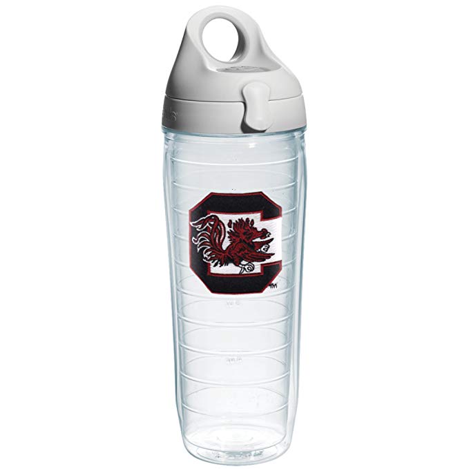 Tervis South Carolina Gamecock Emblem Individual Water Bottle with Gray Lid, 24 oz, Clear